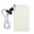 Clear PVC vertical ID card badge holder with white reflective neck lanyard and metal hook. - Milky White