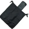 Sac de cueillette en toile noire bushcraft pochette de rangement ceinture camping avec rabat cuir. - Noir