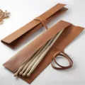 Leather drumstick roll bag storage case for drum mallets percussion instrument accessories. - Brown