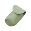 Green PU leather wireless mouse storage pouch detail view portable protective case accessory - Green