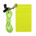 Neon yellow PVC vertical ID badge holder with adjustable lanyard and metal hook for work - Neon Yellow