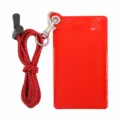 Red PVC card holder with reflective lanyard, clear ID badge holder for exhibition and office. - Red