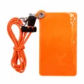 Orange PVC card holder with reflective lanyard, ID badge holder for events and offices. - Orange