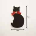 Black cat leather bookmark with red bow cute animal stationery book clip 70x44mm decor - 4*7cm / Black