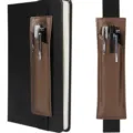 Leren elastische band etui voor notitieboek agenda, draagbare multi-penhouder case. - Bruin