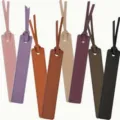 Long PU leather bookmarks with tassels, multi-color classic stitching design for reading books. - Pink