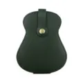 Portable leather guitar pick holder case, cute guitar shape storage pouch for accessories. - 10.8x13.8cm / Dark Green