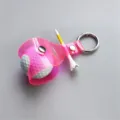 Portable clear pink PVC golf ball holder keychain with metal ring and tee for outdoor sports. - Rose Red