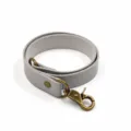 Minimalist Grey Leather Curtain Tieback with Bronze Metal Hook for Home Decor 1pc - Gray