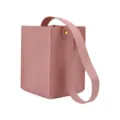 Pink leather milk tea cup holder, elegant square water bottle tote bag variant option. - Pink