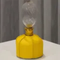 Funda protectora de cuero para bombona de gas plana de camping con pantalla de lámpara de vidrio. - 230g / Amarillo