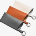 Leather litchi pattern sunglasses pouch set with metal keyring in three portable colors. - Spring Ring Glasses Case Black