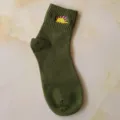 Cute dinosaur embroidered women crew socks, green cotton autumn winter casual socks. - One Size / Army Green