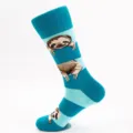 Turquoise κάλτσες με σχέδιο βραδύποδα, βαμβακερές, χαριτωμένες και άνετες για casual. - Μπλε-Πράσινο Ριγέ