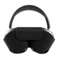 Black silicone protective case for AirPods Max over-ear headphones, durable storage bag. - Black