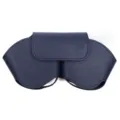 Dark blue leather headphone storage case for over-ear headsets, double compartment bag. - Blue