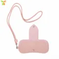 Pink PU leather glasses case with neck strap portable protective eyewear storage pouch - Pink