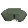 Dark green leather headphone storage case, portable protective bag for over-ear headphones. - Green