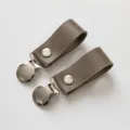 Japanese style stroller blanket clip leather metal duckbill pacifier clip for baby daily use - Cocoa Brown