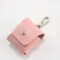 Funda protectora de cuero PU rosa para auriculares Bluetooth inalámbricos con gancho y botón. - Rosa