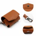 Etui de protection sans fil en cuir PU marron avec crochet en metal et dragonne. - Marron Affaires