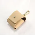 Funda protectora de cuero PU para auriculares inalámbricos, estuche portátil con botón metálico. - Albaricoque