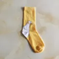 Creative funny duck head pattern mid-tube cotton casual socks in bright yellow color. - One Size / Orange