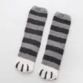 Cozy fluffy fuzzy socks for women winter warm cute cat paw sleep floor thick coral fleece - One Size / Gray