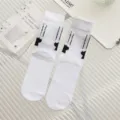 Cute cat pattern white mid tube socks for women and men, trendy autumn winter funny casual socks - One Size / Cat Paw