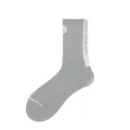 Unisex grey crew cotton socks with stylish side letter print and ribbed cuffs for daily wear. - One Size / Gray Style