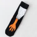 Funny chicken feet print crew socks, novelty cute cotton long socks for men and women daily wear. - One Size / Black