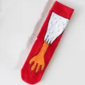 Funny novelty chicken claw mid-tube socks in bright red for cute autumn and winter daily wear. - One Size / Red
