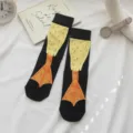 Funny duck feet pattern mid-calf cotton socks, creative novelty warm socks for women men daily. - One Size / Black