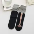 Funny duck feet design cotton mid-tube socks for men and women, creative autumn winter daily wear - Black