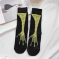 Funny frog webbed feet black mid-tube socks, autumn winter cute novel cotton variant. - One Size / Black