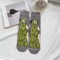 Grey cute frog crew socks for men and women, funny autumn and winter cotton long fashion socks. - One Size / Gray