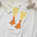 Funny duck feet print mid-tube cotton socks, creative casual novelty hosiery for autumn winter. - One Size / White