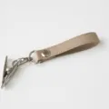 Baby stroller shoe clip leather strap pacifier clip stainless steel metal clip beige - Off White