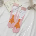 Cute funny duck feet design women mid-tube cotton socks pink casual creative hosiery - One Size / Pink
