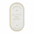 Oval PU leather bookmark and key tag with elegant gold foil English text and white base. - 7.7x4cm / White