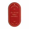 Oval PU leather bookmark with gold hot stamping, red leather key tag for hotel or reading. - 7.7x4cm / Red