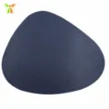 Irregular leather placemat, waterproof heat-insulating table mat for home and western restaurant. - Dark Blue