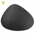 Black irregular leather placemat heat resistant oil proof waterproof table mat for dining room table - Black