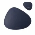 Dark blue irregular oval placemat set, heat resistant table mat daily dining SKU display image. - Dark Blue
