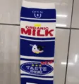 Japanese style creative milk illustration women mid tube cotton socks with cute letter design - One Size / Milk Style