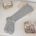Grey mesh calf socks for women, breathable knit long socks, perfect for ballet core sweet daily wear. - One Size / Silver
