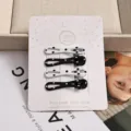 Set de 4 pinzas de pelo de pico de pato con lazo de lunares estilo coreano para niñas. - Conjunto Joyería 4 Piezas Lazo / 4 Piezas/Pack