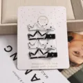 Set de 4 pinzas de pelo de corona, pinzas de pico de pato de lunares para niñas. - Conjunto de 4 Piezas de Corona / 4 Piezas/Pack
