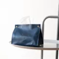 Scandinavische lederen tissuebox houder donkerblauw bureau organizer huis interieur - Marineblauw
