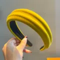 Yellow velvet wide headband for women, fashionable anti-slip hair hoop for daily wear. - Turmeric